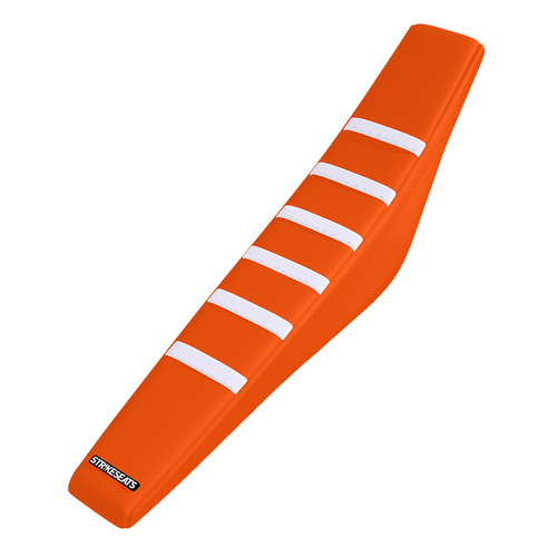 KTM 50SX 16-23/ 50SX-E 5 20-24/50SX-E 3 23-24 WHITE/ORANGE/ORANGE Gripper Ribbed Seat Cover